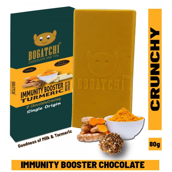 BOGATCHI Healthy Turmeric Milk White Chocolate Bar, Crunchy, 80g BOGATCHI Healthy Turmeric Milk White Chocolate Bar, Crunchy, 80g